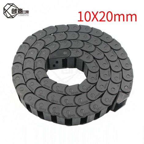 1Meter Plastic Transmission Drag Chain for Machine Cable Drag Chain Wire Carrier with end connectors for CNC Router Machine Tool 10X20