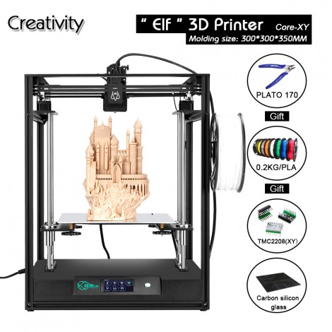 Creativity BestNew CoreXY Elf Double z axis 3D Printer, High Precision Aluminum Profile Frame Large Area support 3Dtouch
