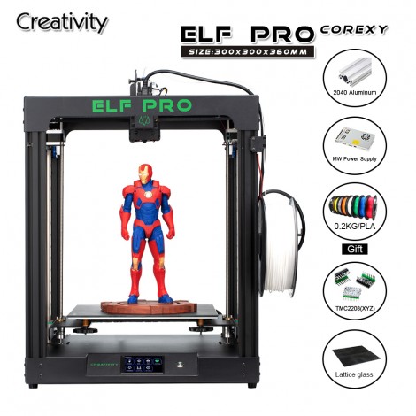 Creativity Latest FDM Corexy 3d Printer Kit ELFPRO BMG Extruder ultra-quiet Drive MW Power Supply High Quality 3d Printer