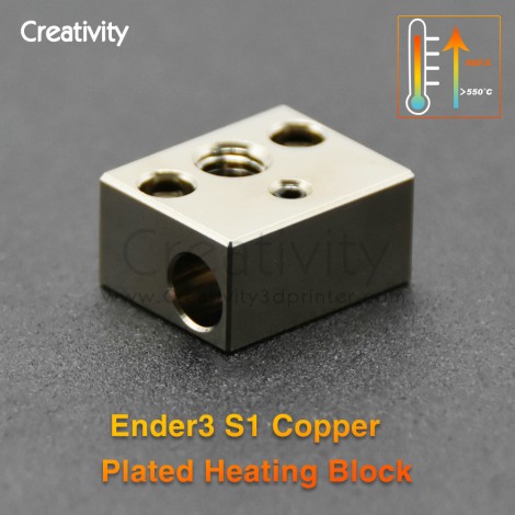 Ender3 S1 Copper Plated Heat Block Aluminum Heat Block Throat Compatible with Eneder3 S1 High Temperature 3D Printer Parts