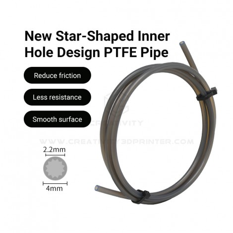 Star-Shaped Inner Hole PTFE Tube, 4mm OD 2.2mm ID Low Friction PTFE Pipe, Smooth Inner Surface 3D Printer Filament Tubing Replacement Parts