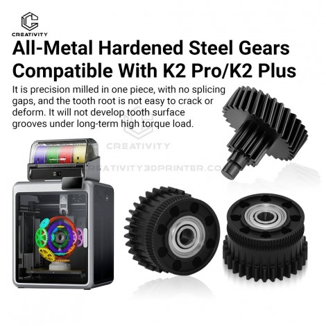 New Extrusion Gear Kit For  K2 Plus/K2/K2 Pro 3D Printer Parts Hardened Steel DLC Coating Dual Gears For K2 PLUS Extruder Drive