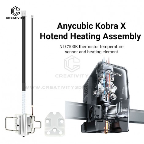 3D Printer Hotend Heating Assembly for Anycubic Kobra X, NTC100K Temperature Sensor Heating Element