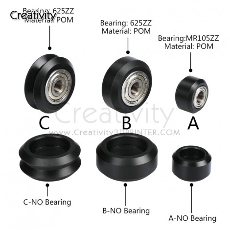 5PCS CNC Openbuilds Wheels Plastic POM Small Big Bearing Pulley V-type for V-slot C-beam Passive Round Perlin Wheel