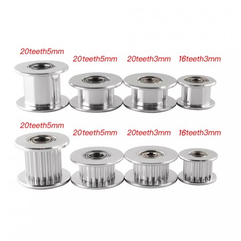 1pcs GT2 Idler Timing Pulley 16/20 Tooth Wheel Bore 3/5mm Aluminium Gear Teeth Width 6/10mm 3D Printers Parts For pulley Part