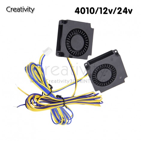 1PCS 4010/5015 Fan 24V/12V Blower Turbo 3D Printer Parts Super Silent Cooling Plastic Parts 2 Pin for for Ender 3 CR10 Extruder 3D Printer