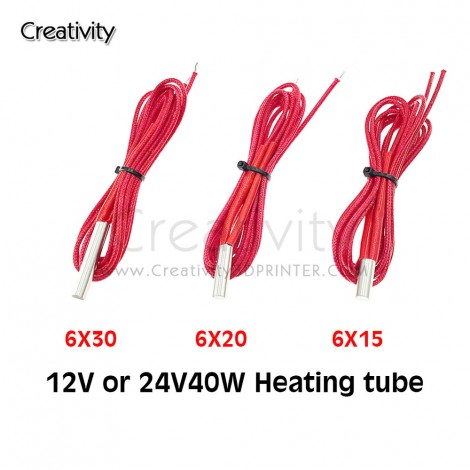 1PC 3D Print Part Heating Tube 12V /24V 1M length ( 6*15/20/30mm ) Ceramic Cartridge For Extruder Heating 40W Extrusion Heater