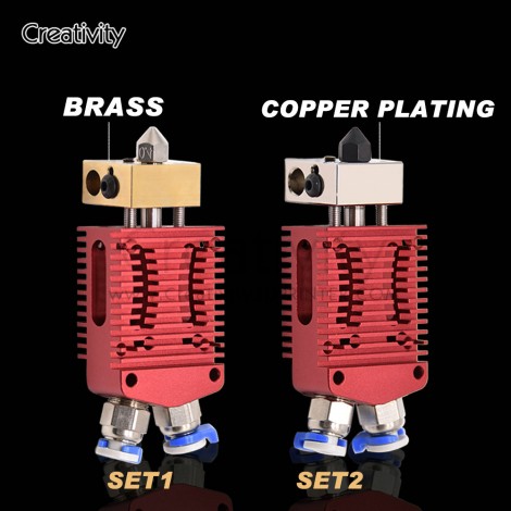 3D Printer Hotend Parts 2 in 1 out Hotend Kit CR10 Heating Block Copper Plated 0.4mm Nozzle 1.75mm Filament Extruder For Titan MK8