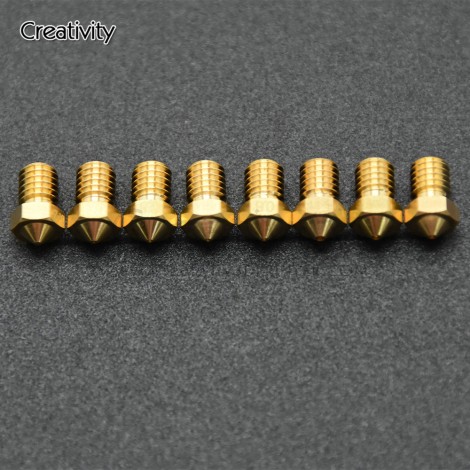 10pcs V5 V6 E3D Nozzle 0.2 0.3 0.4 0.5 0.6 0.8 1.0mm 3D Printer Part M6 Thread All Metal Nozzle For 1.75mm Filament