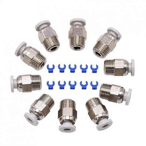 Creativity PC4‑M10 Straight Pneumatic Push Fitting Connector for ender3 E3D-V6 Long-Distance Bowden Extruder Compatible with Ender3/ CR10 3D Printer-10PCS