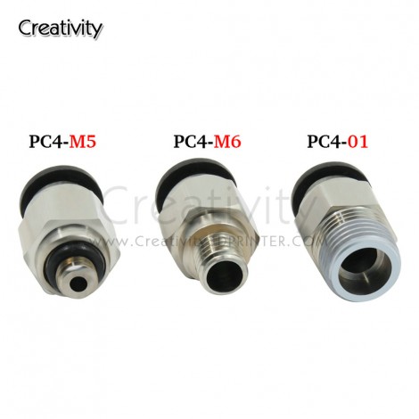 10PCS PC4-01 Pneumatic Fittings Connector Straight 3D Printers Parts Copper For V6 Bowden Extruder Filament PTFE tube Part M6 M5