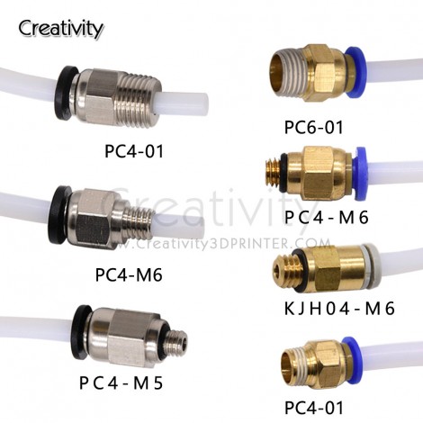 10 pcs/lot 3D Printer Pneumatic Fittings PC4-M6 many type For 4mm PTFE Tube connector Coupler PC4 3d printer accessories