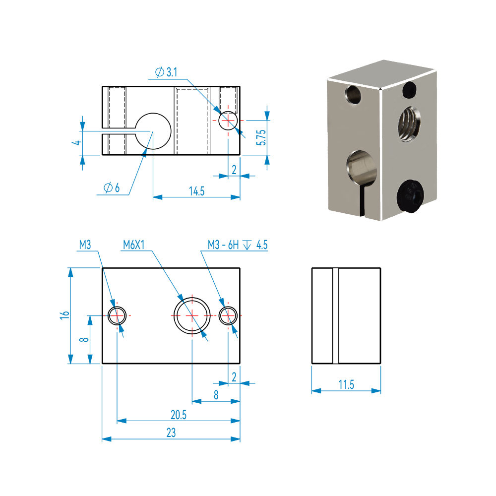 3D Drucker Heizblock Silikon Socken Abdeckung für E3D V6 PT100 Silicon