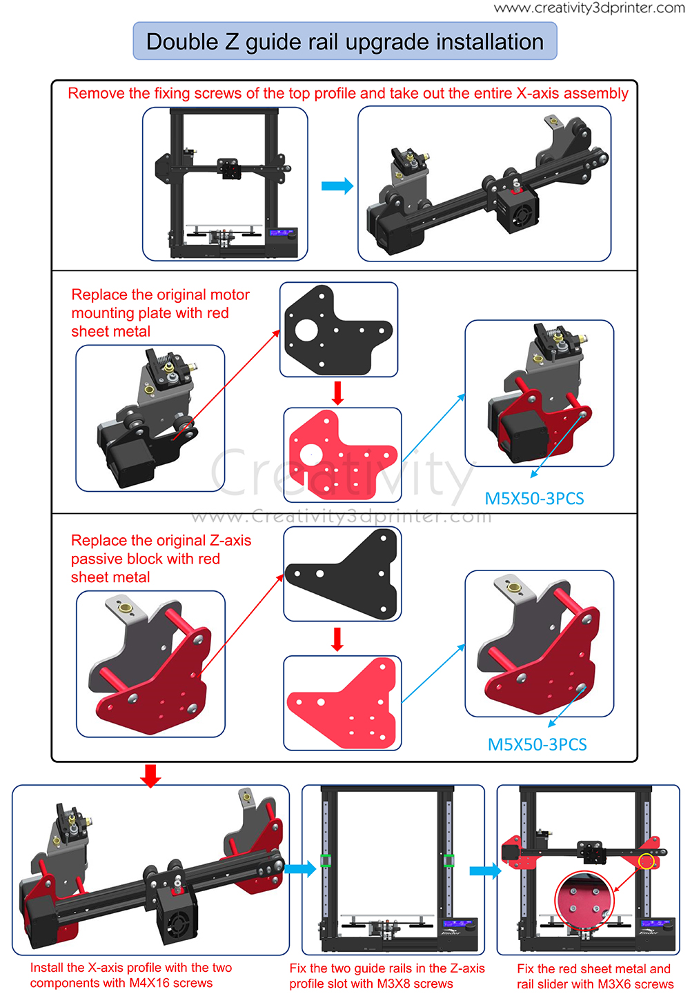 Ender3 CR10 Dual Z-axis MGN12C Linear Guide Upgrade Kit